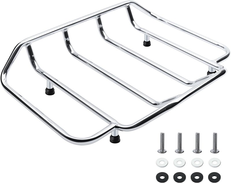 MoKitDora Tour Pak Pack Luggage Rack Trunk Rail Top Compatible with Harley 1984-up Touring CVO Street Glide Electra Glide Road Glide King Ultra Limited, Chrome - Image 1